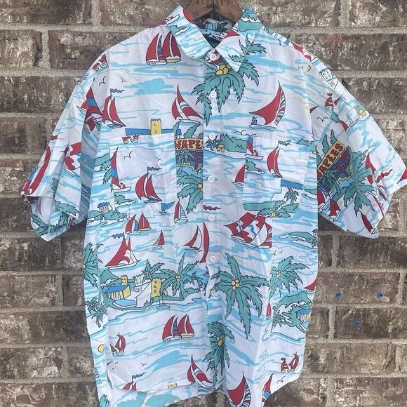 Vintage Hawaiian Shirt LG Vibrant Men’s Button Up By Catalina Beach‎ Naples FL. - Picture 1 of 8